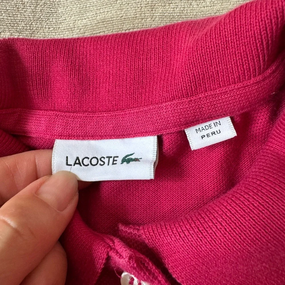 Lacoste Girls Polo Dress Pink Size 10 Large Logo Classic Preppy - Picture 7 of 10